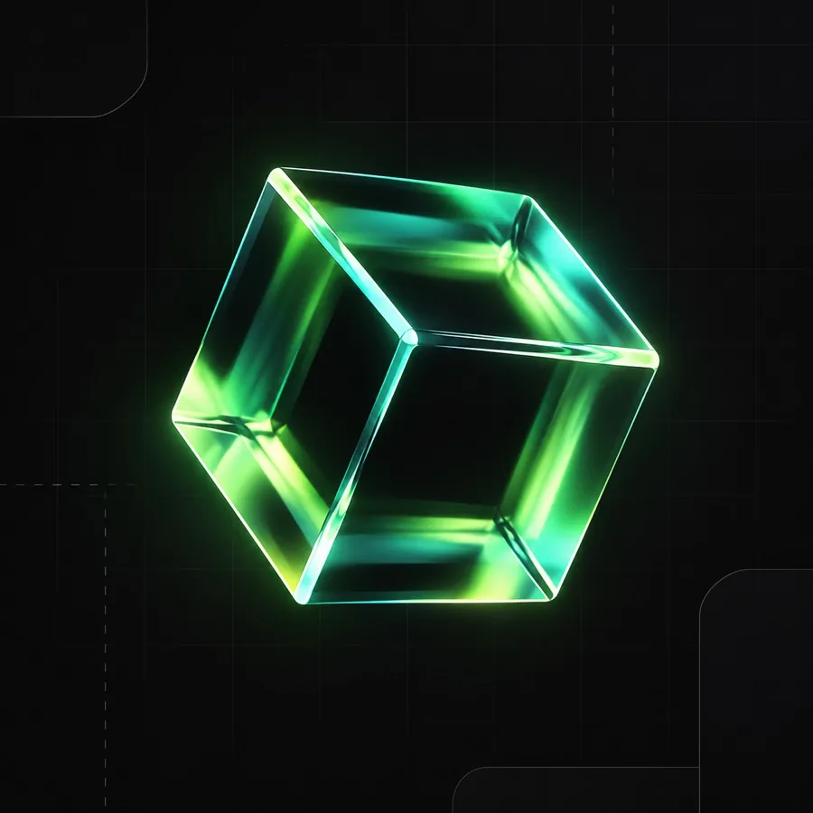 Cubo de vidro neon do Desmontei